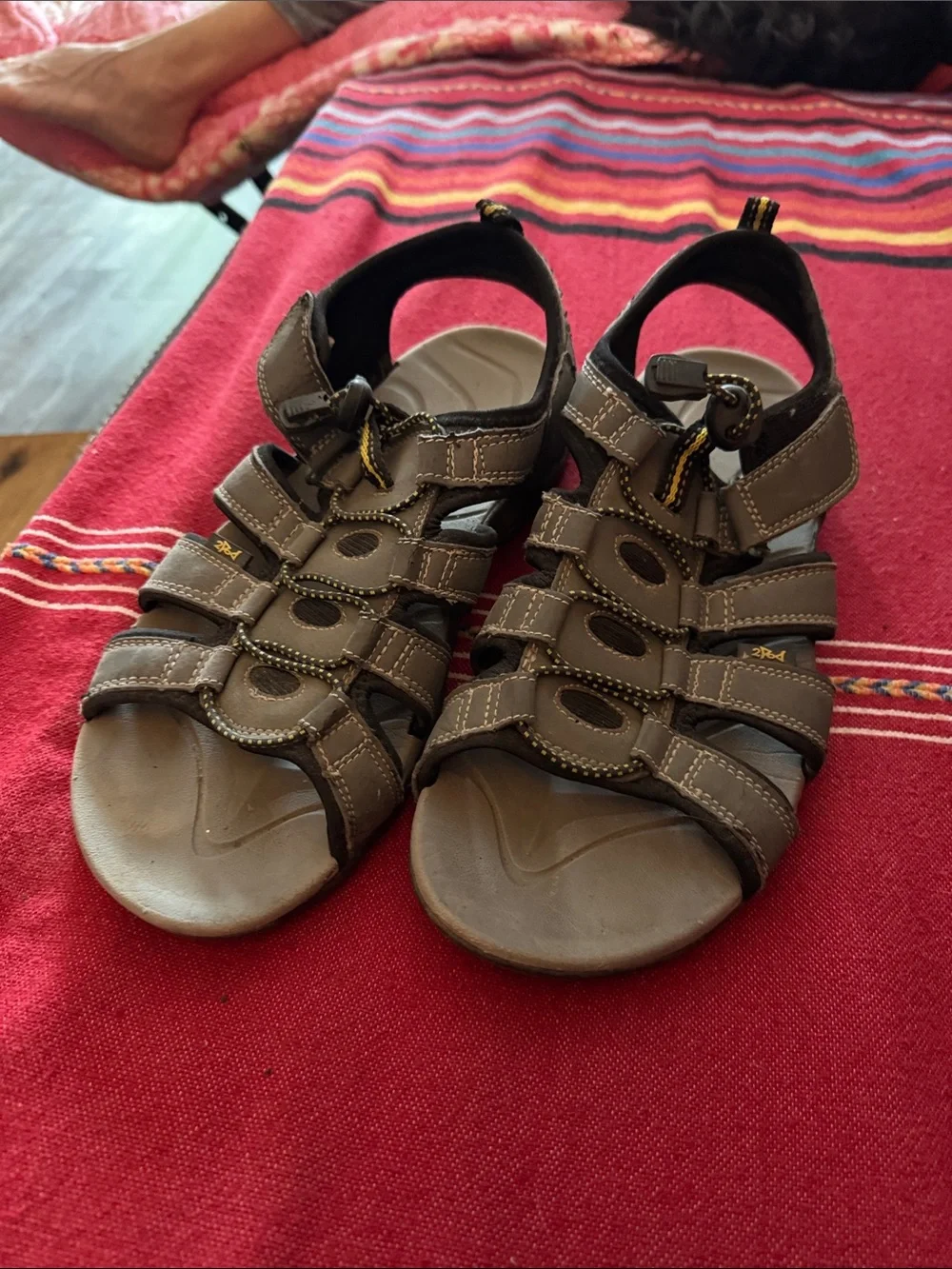 Men's Brown Leather Sport Sandals - Casual Outdoor Comfort